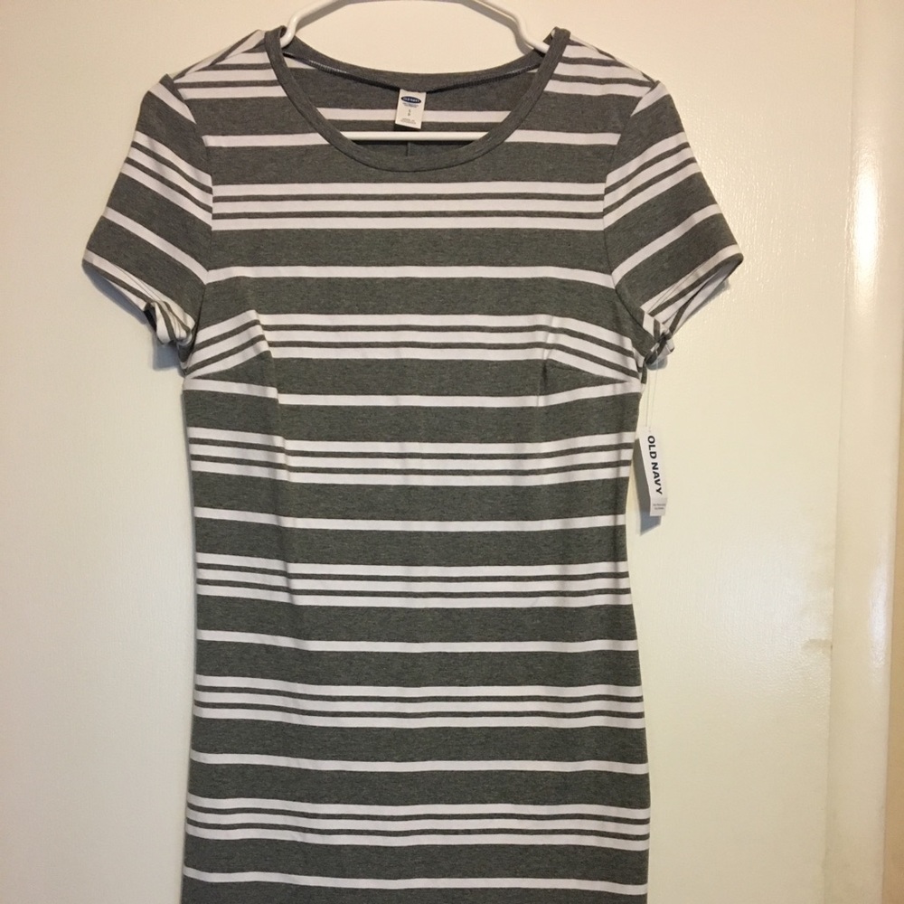 Old Navy Grey Stripe Knit Dress Sz Small